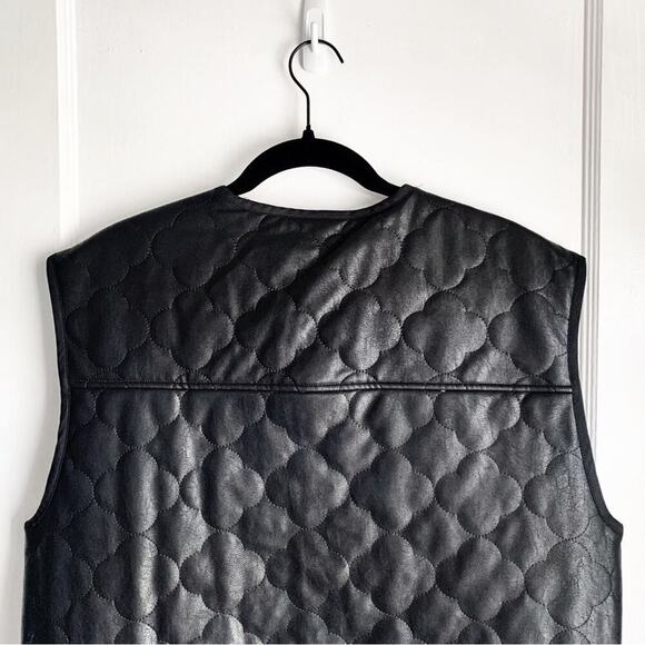 FRNCH x Anthropologie Gisette Faux Leather Sleeveless Quilted Vest Black OS - Picture 10 of 12